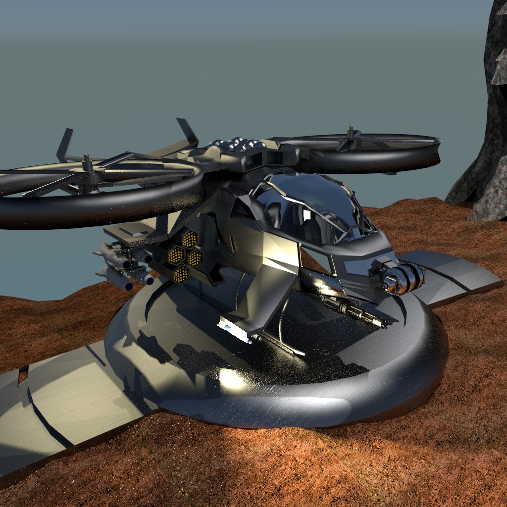 sci-fi helicopter gunship  preview image 1